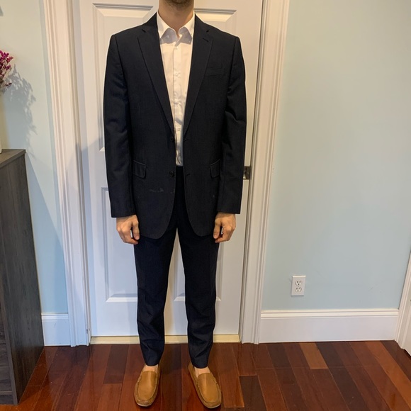 Navy Blue Slim Fit Suit - Picture 1 of 4